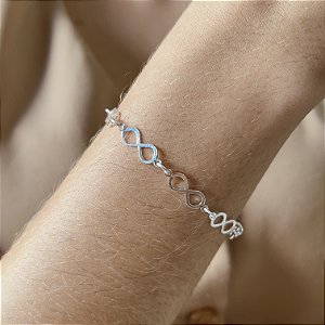 Pulseira com Infinitos Prata 925  - 18cm - PPR129