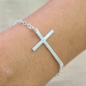 Pulseira com Crucifixo Prata 925 - 20cm - PPR147