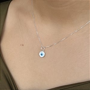Gargantilha com Pingente Olho Grego Prata 925 -  45cm - CPR246