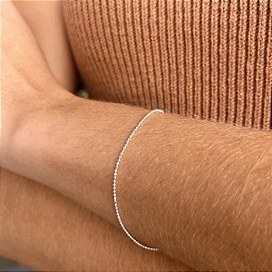 Pulseira com Bolinhas Diamantadas Prata 925 - 18cm - PPR152