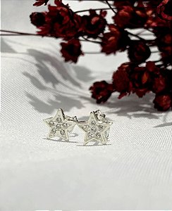 Brincos Estrela com Zircônias Prata 925 - 6mm - BPR279