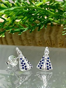 Brincos Nossa Aparecida Cravejada Prata 925 - 12mm - BPR293