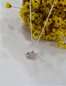 Gargantilha com Pingente Coroa Prata 925 - 45cm - CPR258
