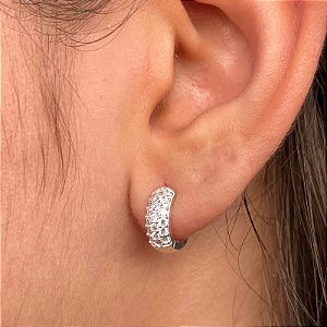 Argolas Abauladas Cravejadas com Zircônias Prata 925 - 13mm - BPR302