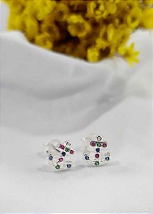 Brincos Âncora com Zircônias coloridas Prata 925 - 5mm - BPR335