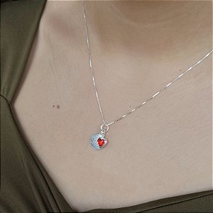 Gargantilha Medalha Pai Nosso/Coração Prata 925- CPR311