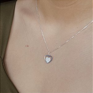 Gargantilha com Pingente Coração Liso prata 925 - 45cm - CPR316