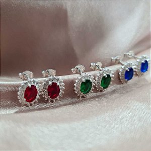Brincos Prata 925 Cravejados com Zircônias - 9mm