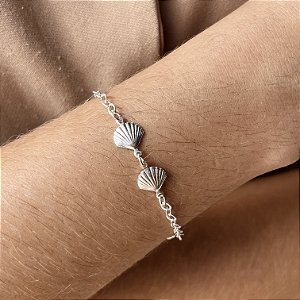 Pulseira com Conchas Prata 925 - 18cm - PPR180