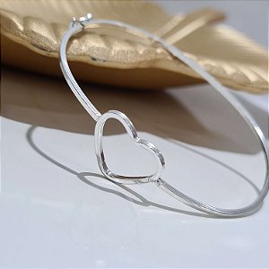 Bracelete Coração Prata 925 - 60mm (01un) - PPR194