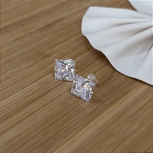 Brincos Quadrado com Zircônia Prata 925 -  10mm - BPR351