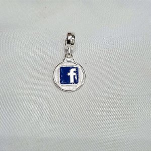 Berloque Facebook com Resina Prata 925 - PD996