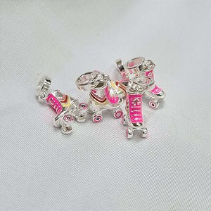 Berloque Patins Rosa Prata 925