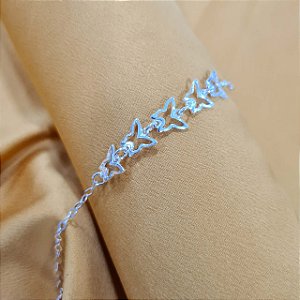 Pulseira com Borboletas Vazada Prata 925 - 18cm - PPR226