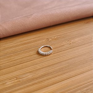 Piercing Argola Cravejada Zircônia Prata 925 - Daith - Hélix - Septo - Cartilagem