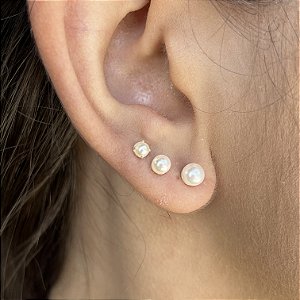 Trio de Brincos Pérolas Prata 925 - 3mm - 4mm - 5mm - BPR361