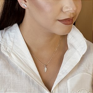 Conjunto Asas Cravejada com Zircônias Prata 925 - CJPR39
