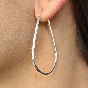 Argolas Gota Fio Quadrado Prata 925 - 5cm - BPR386