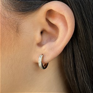 Argolas Cravejadas com Zircônias Semijoia 18k - 14mm - MB498