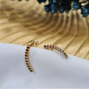 Brincos Ear Cuff Cravejados com Zircônias Coloridas - 13mm - MB457