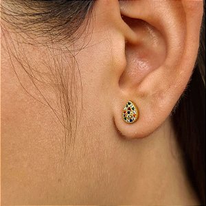 Brincos Gota Cravejado Semijoia 18k - 6mm - MB514