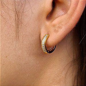 Argolas Cravejadas Semijoia 18k - 14mm - MB451