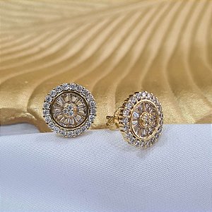Brincos Pizza Cravejados Semijoia 18k - 10mm - MB426