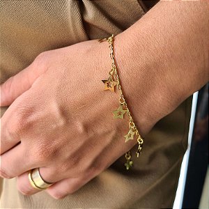 Pulseira com Estrelinhas Semijoia 18k - 17cm+7cm - MP48