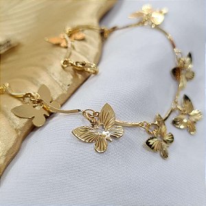 Pulseira Borboletas Semijoia 18k - 17cm+5cm - MP49