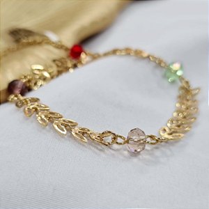 Pulseira Feminina com Pedras Coloridas - 15cm+7cm - MP45