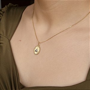 Gargantilha com Medalha Nossa Senhora Aparecida Semijoia18k - MC433