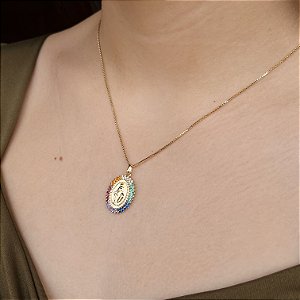 Gargantilha Medalha de Nossa Senhora das Graças Semijoia 18k - MC431
