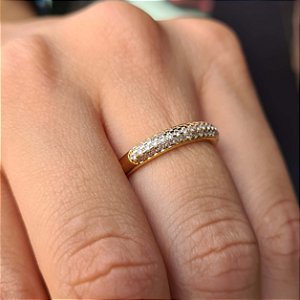 Anel Cravejado Com Zircônias Semijoias 18k - MA28