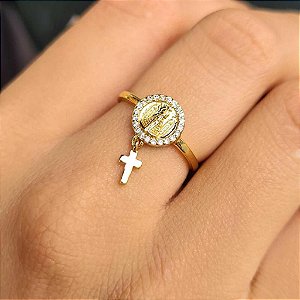 Anel Terço Nossa Senhora Aparecida Semijoia 18k - MA45