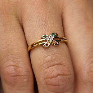 Anel Com Pedras Color Semijoia 18k - MA46