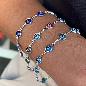 Pulseira com Olho Grego  Prata 925 - 19cm - PPR250