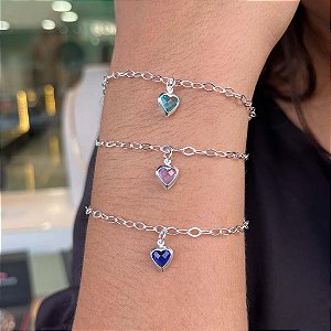 Pulseira com Coração Prata 925 - 18cm - PPR251