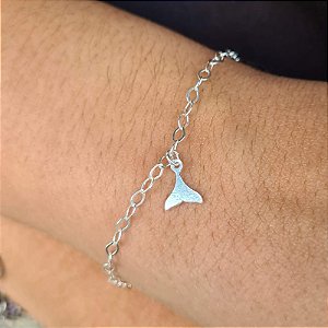 Pulseira com Pingente  Cauda de Sereia Prata 925 - 18cm - PPR256