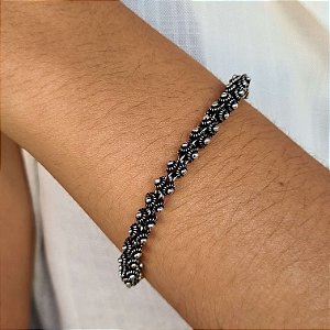 Pulseira de Bali Pikun Prata 925 cor Envelhecida - 18cm - PPR261
