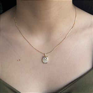 Gargantilha Coruja Cravejada Semijoia 18k - 45cm - MC362