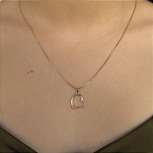 Gargantilha Coração Cravejado Semijoia 18k - 45cm - MC430