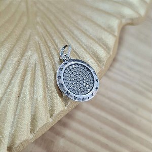 Pingente Mandala Prata 925 Cor Envelhecida - 15mm - PIPR201
