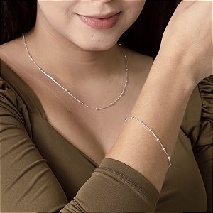 Conjunto Bolinha Kit Promocional Pulseira / Gargantilha Prata 925 - KIT13