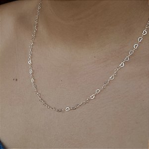 Corrente Corações Prata 925 - 50cm - CPR412