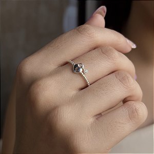 Anel Coração Chave Prata 925 - APR128