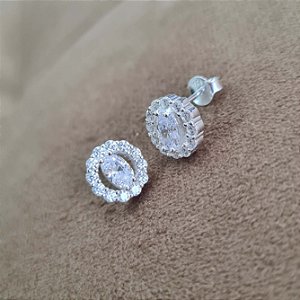 Brincos Cravejados com Zircônias Prata 925 - 10mm - BPR453