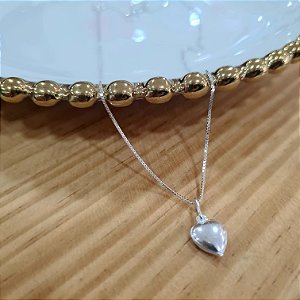 Gargantilha com Coração Prata 925 - v12 - 45cm - CPR434