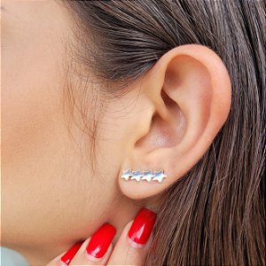Brincos Ear Cuff Estrelinhas Liso Prata 925 - BPR481