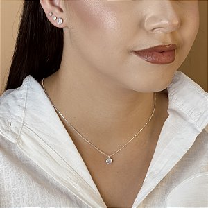 Conjunto Ponto de luz Prata 925 - 8mm - CJPR52