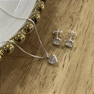 Conjunto Ponto de luz  Coração Prata 925 - 8mm - 45cm - CJPR53